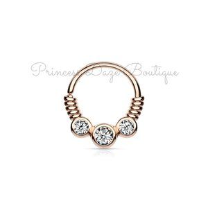 Rose‎ Gold Coiled Wire Bendable Hoop Rings For Septum, Ear, Cartilage and Daith
